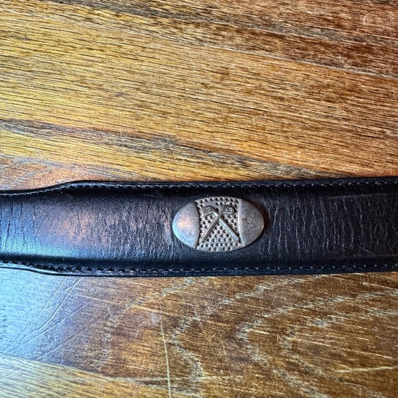 Men's top grain black Leather golf Belt - Picture 2 of 5